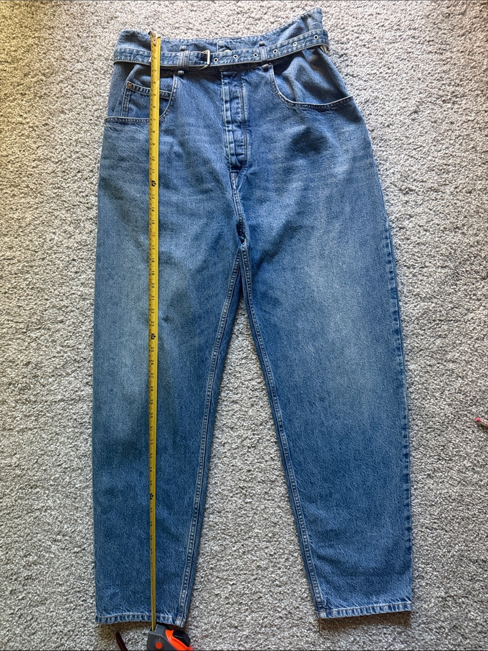 Isabel Marant Étoile Belted High Waisted Barrel Leg Jeans Medium Wash Size 10/FR - Picture 4 of 11